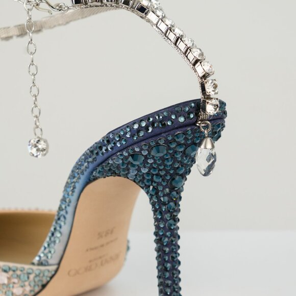 Jimmy Choo Saeda 100 Crystal-Embellished Satin Pumps, Sunrise Mix, EU 38.5/US8.5 - Picture 10 of 15